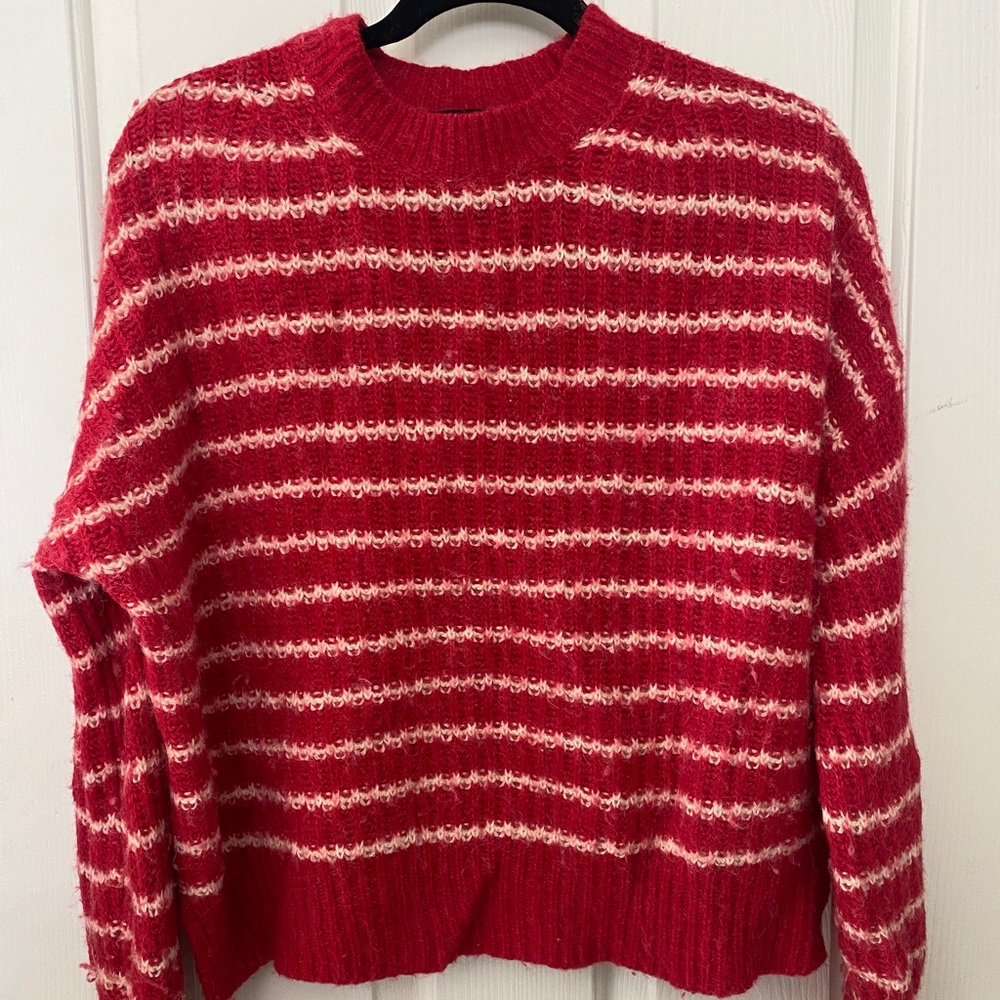 All Saints Renne Red Stripe Chunky Sweater Jumper